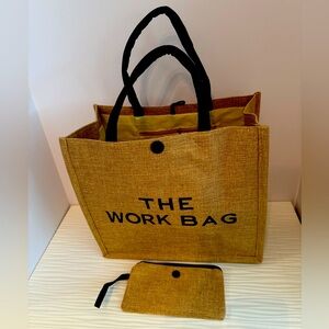 THE WORK BAG printed large capacity tote in canvas fabric with black lettering